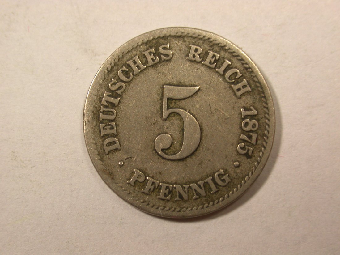  D04  KR  5 Pfennig 1875 G in f.ss  Orginalbilder   