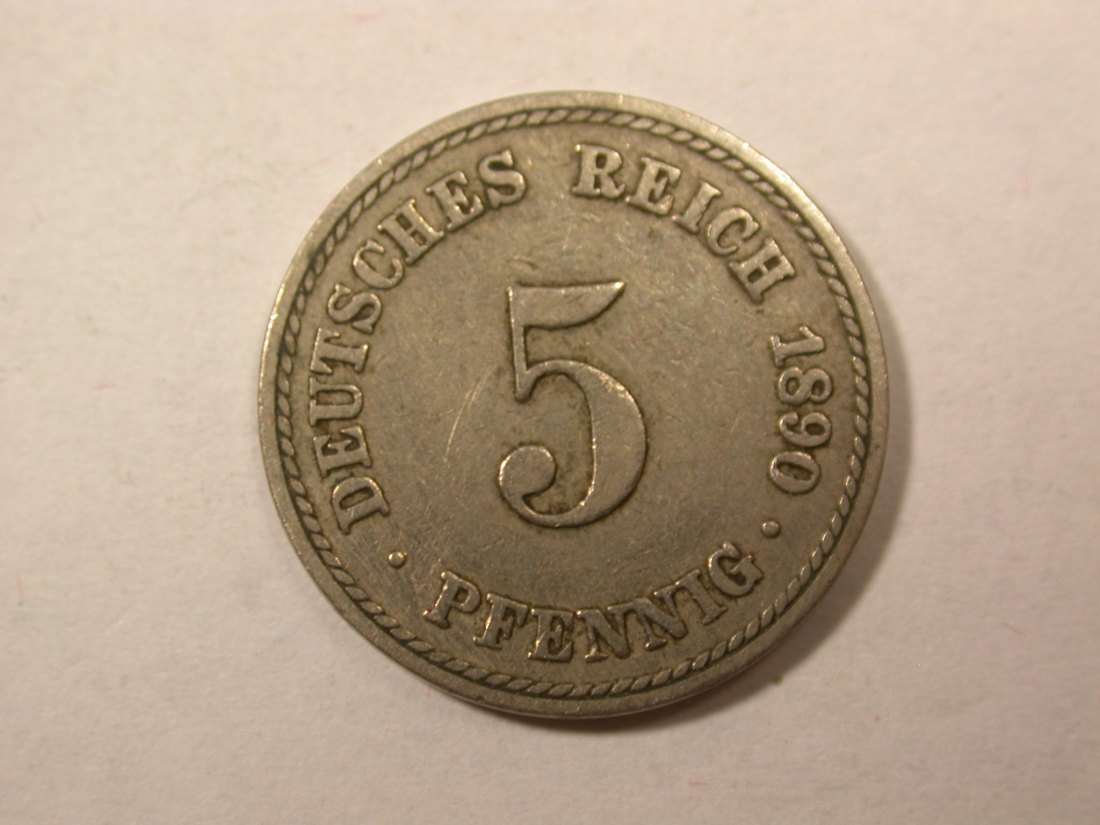  D04  KR  5 Pfennig 1890 A in ss  Orginalbilder   