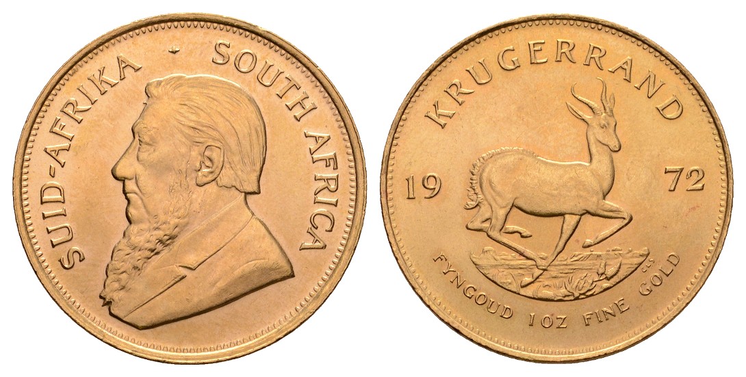  Linnartz Südafrika Krügerrand 1972 stgl Feinunze/GOLD Gewicht: 33,93g/917er   