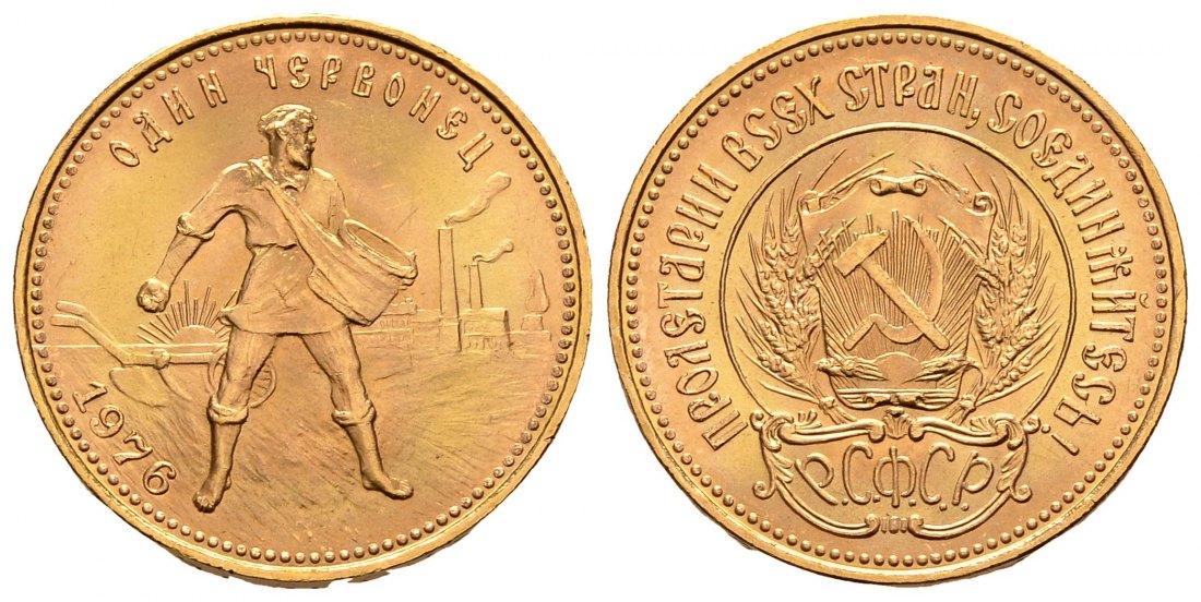 PEUS 2854 Russland 7,74 g Feingold. Tscherwonez 10 Rubel GOLD 1976 Kl. Randfehler, Vorzüglich +