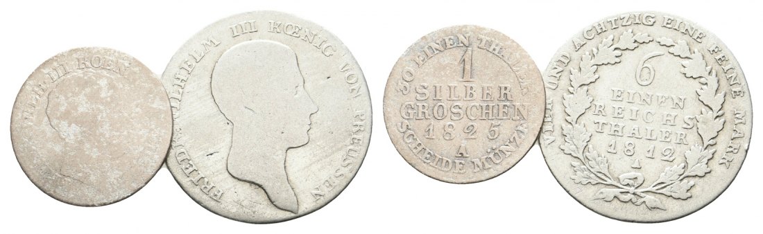  Altdeutschland, 2 Kleinmünzen  1825/1812   