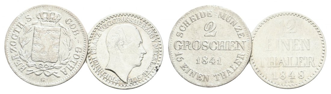  Altdeutschland, 2 Kleinmünzen  1841/1848   