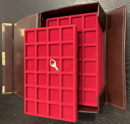  Münzbox aus Lederimitat für 5 x 24 Münzen, gebraucht   