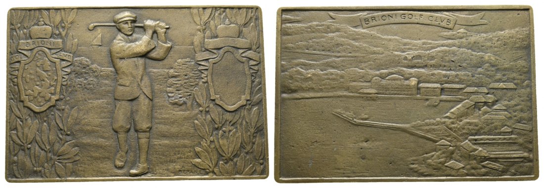  Plakette o.J.; Brioni Golf Club; Bronze; 72,74 g, 75 x 51 mm   