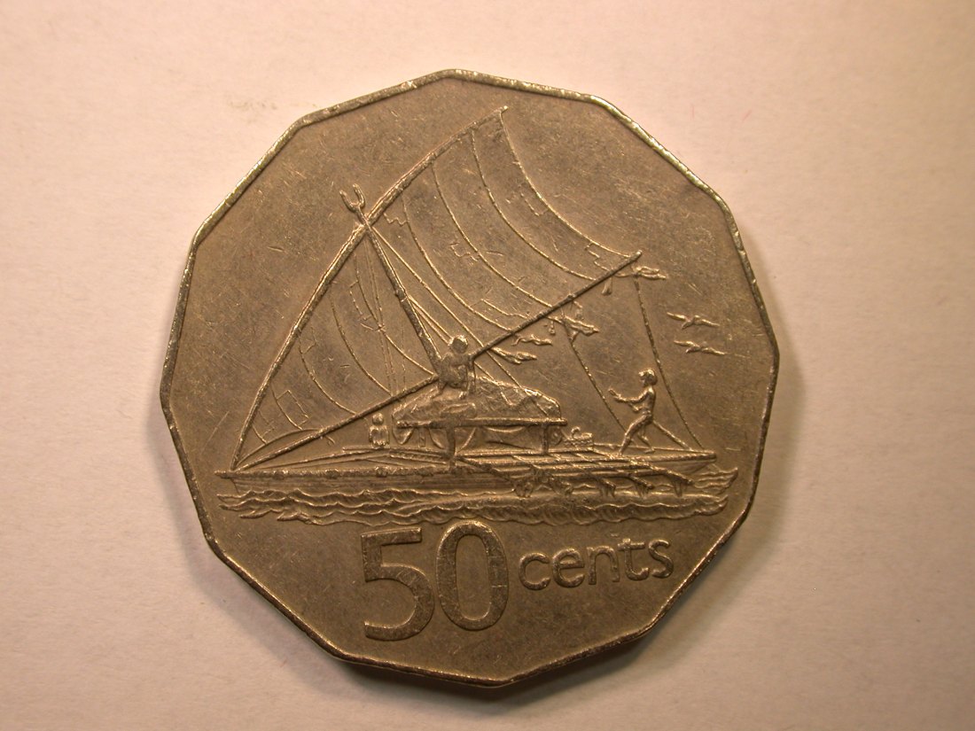  D06  Fiji 50 Cents 1976 in ss-vz  Orginalbilder   