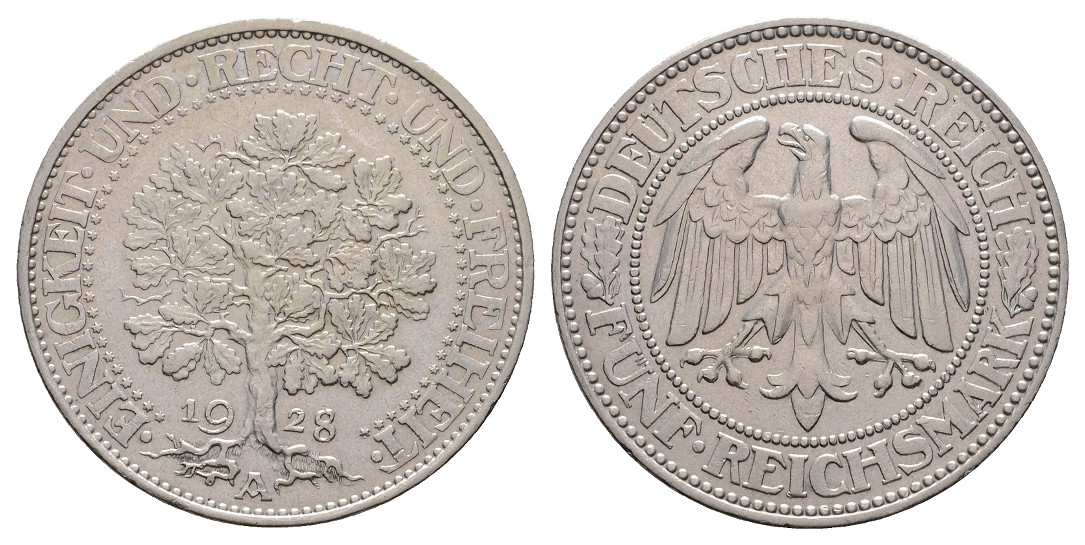  Linnartz Weimarer Republik 5 Mark 1928 A Eichbaum vz-   