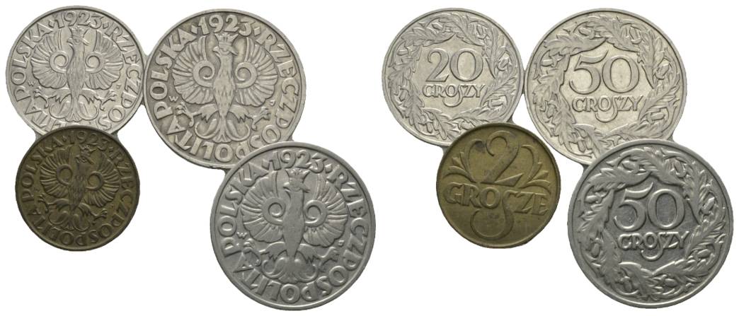 Polen, Vier Kleinmünzen 1923   