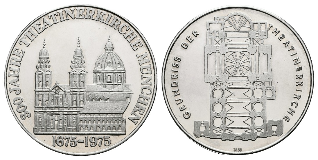  Linnartz Bayern Silbermedaille 1975 Theatinerkirche stgl- Gewicht: 26,2g/1.000er   
