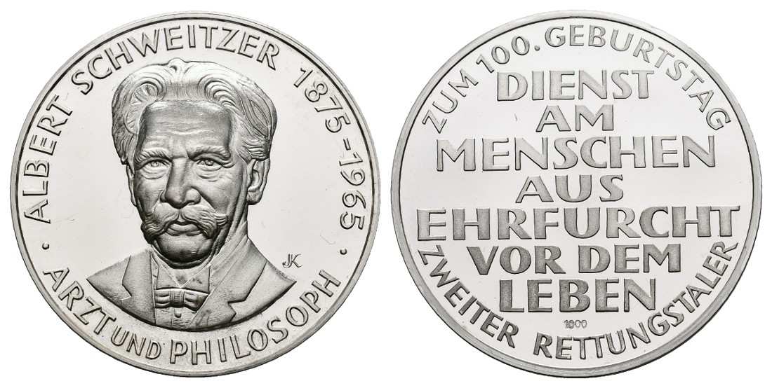  Linnartz Albert Schweitzer Silbermedaille 1965 (Kapiz) 2.Rettungstaler PP Gewicht: 24,2g/1.000er   