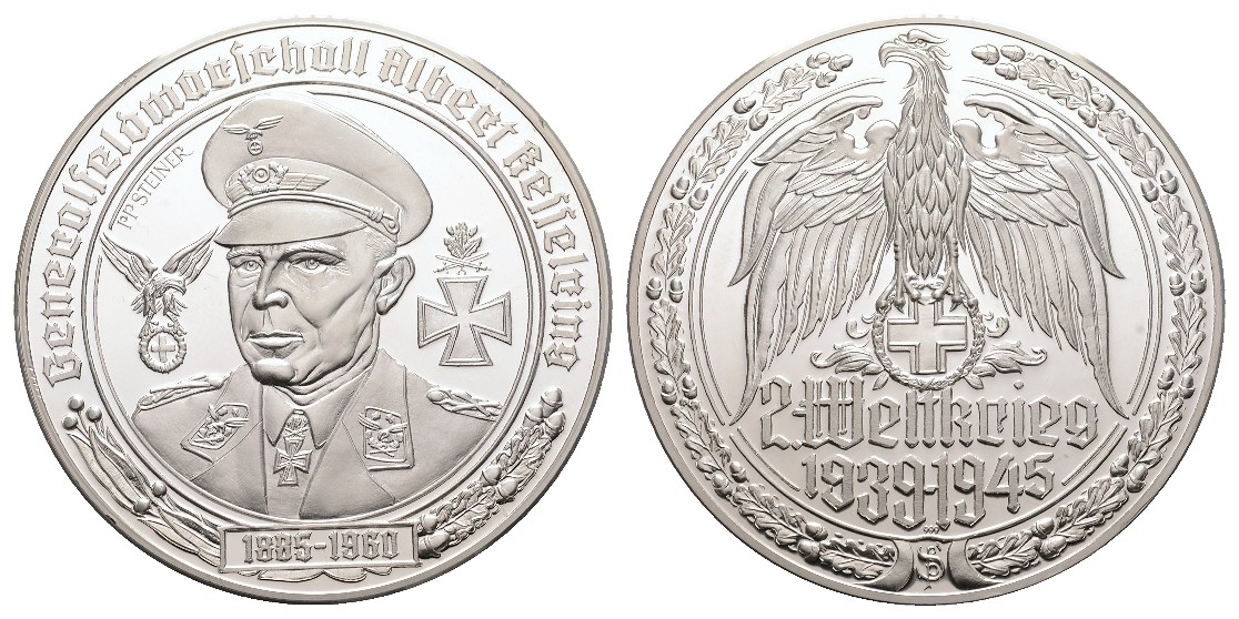  Linnartz 2. Weltkrieg Silbermedaille, Generalfeldmarschall Albert Kesselring, 34,74/ fein 50 mm, PP   