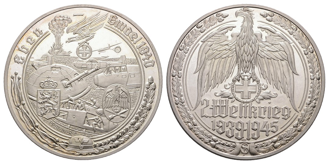  Linnartz 2. Weltkrieg Silbermedaille, Schlacht bei Eben Emael, Belgien 1940, 34,96/fein, 50 mm, PP   