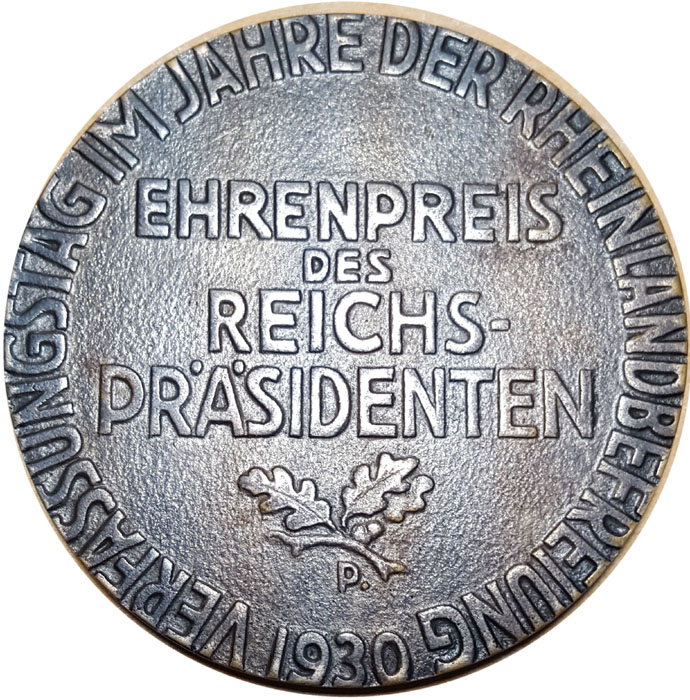  Bronzemedaille 1930; 117,33 g, Ø 78 mm   