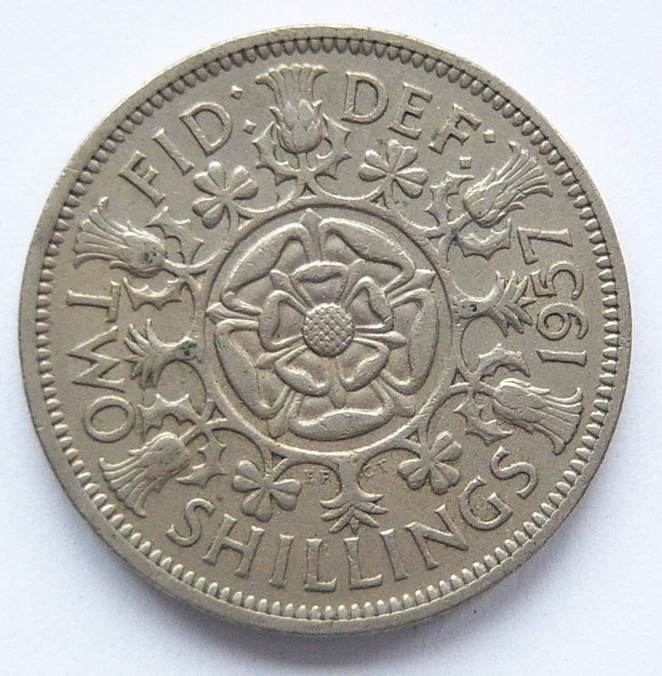  Grossbritannien Two 2 Shillings 1957   