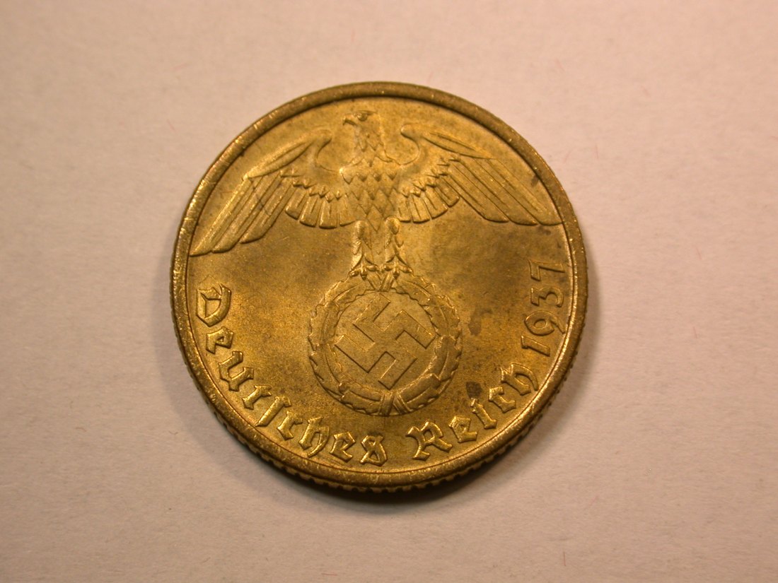 D07 3.Reich  10 Pfennig 1937 D in vz+/vz-st Orginalbilder   