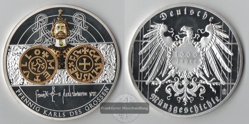  Deutschland,  Medaille (Gigant) Pfennig Karl der Große FM-Frankfurt   