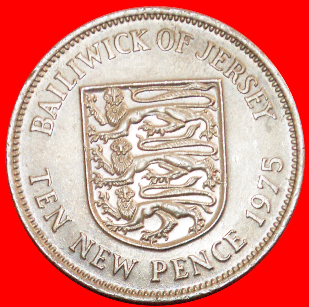  + GREAT BRITAIN (1968-1980): JERSEY ★ 10 NEW PENCE 1975 3 LIONS! LOW START★ NO RESERVE!   