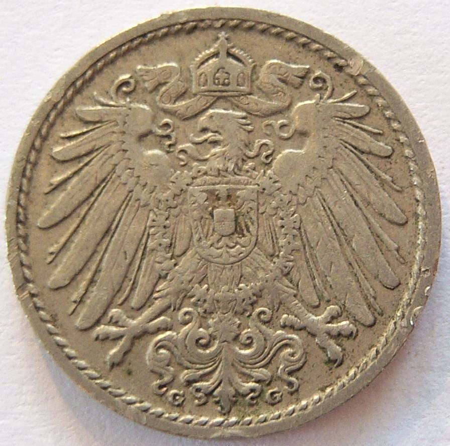  Deutsches Reich 5 Pfennig 1908 G   