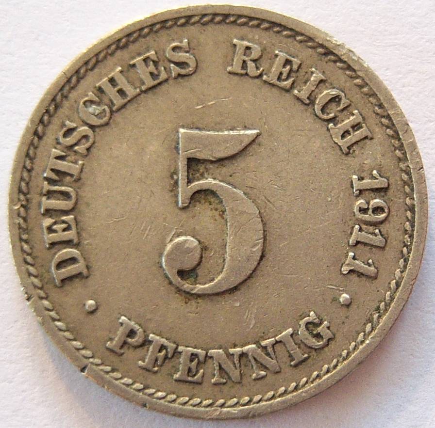  Deutsches Reich 5 Pfennig 1911 G   