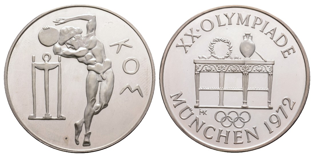  Linnartz Olympiade München, Silbermedaille 1972, 40,34/925er, stgl   