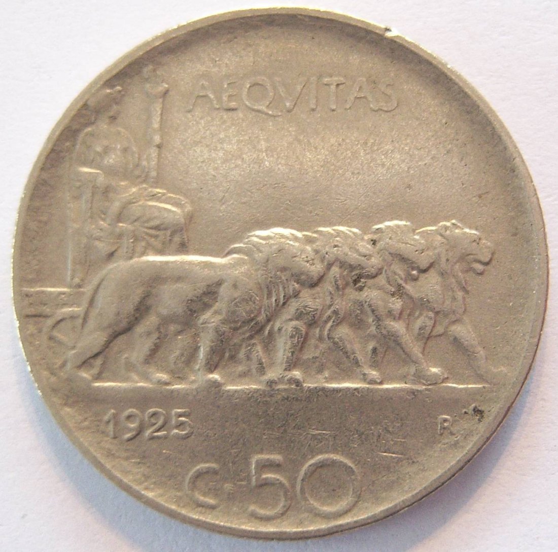  Italien 50 Centesimi 1925 Rand geriffelt Riffelrand   