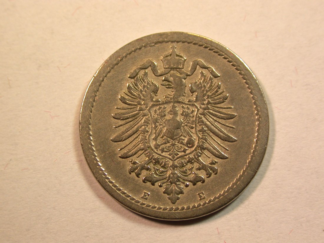  D12  KR  5 Pfennig 1874 E in s-ss, leicht gereinigt   Originalbilder   