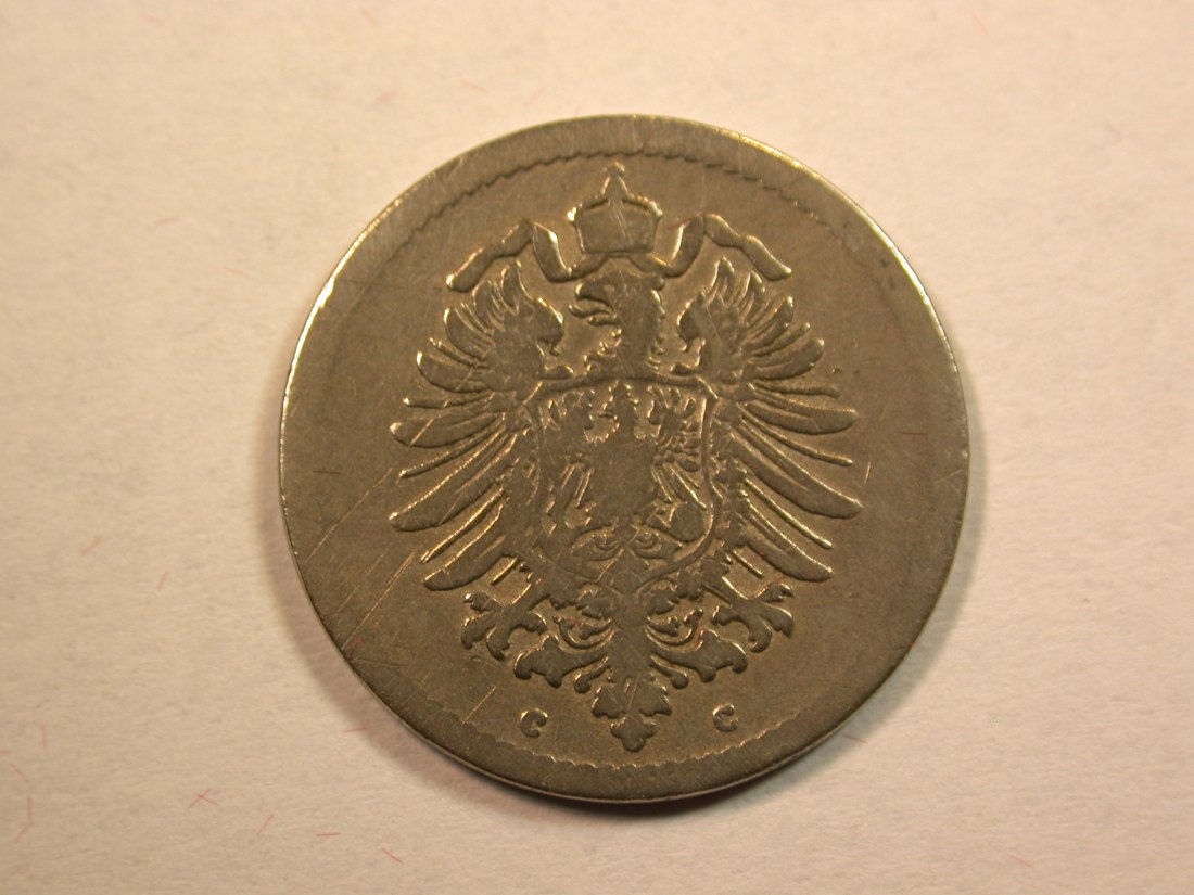  D12  KR  5 Pfennig 1876 C in s, leicht gereinigt   Originalbilder   