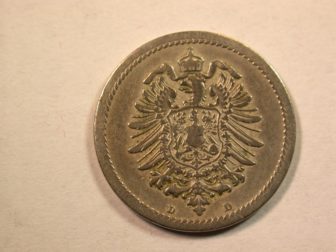  D12  KR  5 Pfennig 1874 D in f.ss, leicht gereinigt   Originalbilder   