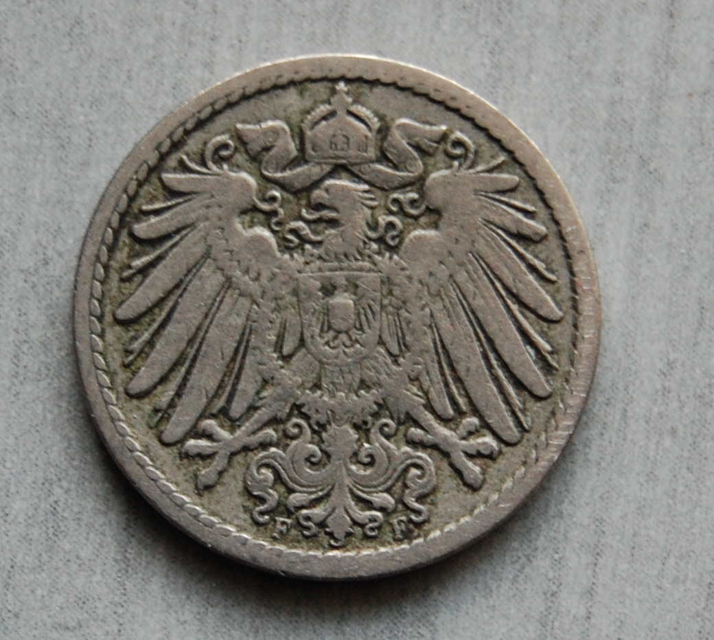  Kaiserreich 5 Pfennig 1895 F  ss+   