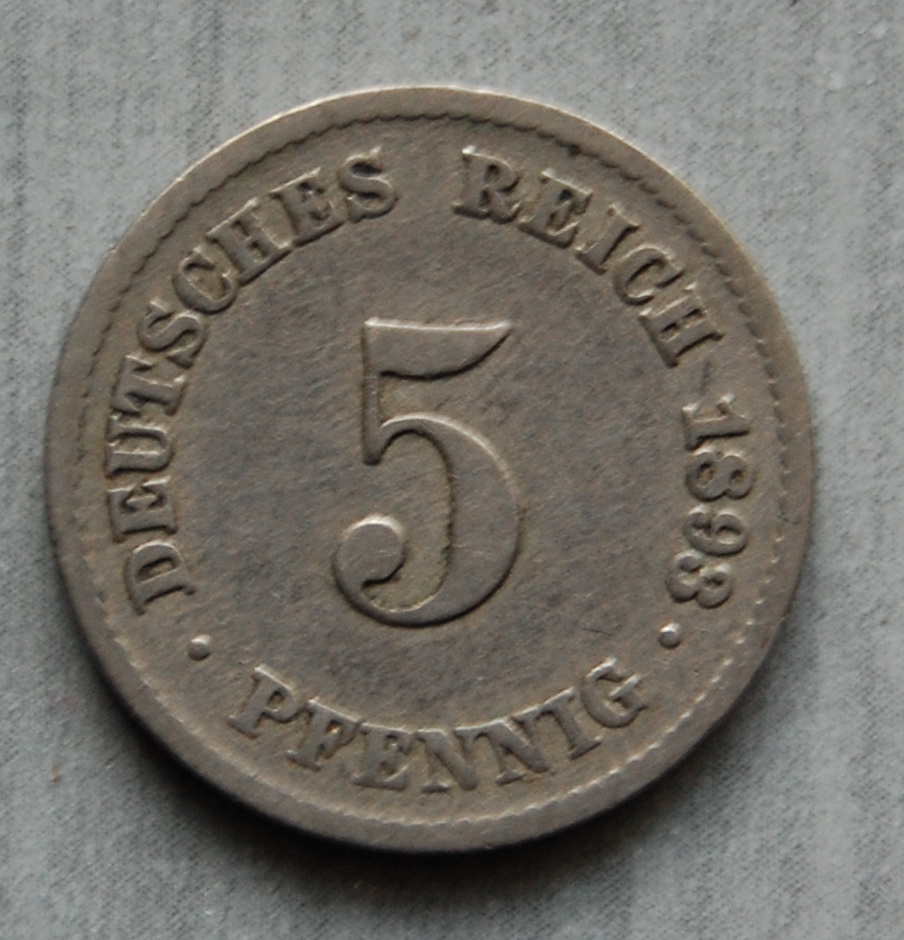  Kaiserreich 5 Pfennig 1893 F  ss   