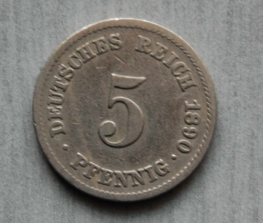  Kaiserreich 5 Pfennig 1890 J  ss   
