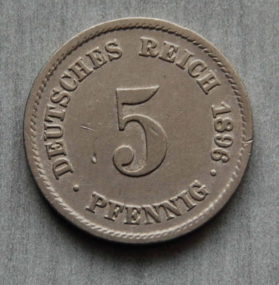  Kaiserreich 5 Pfennig 1896 F  ss   