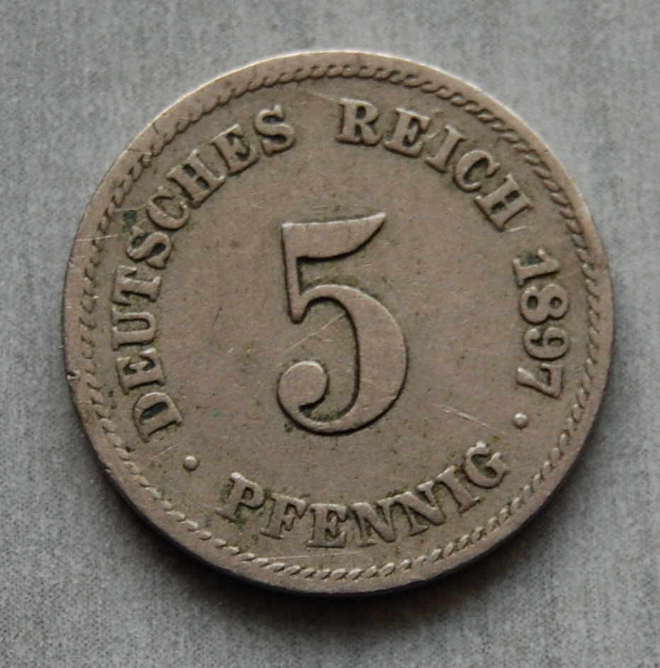  Kaiserreich 5 Pfennig 1897 G  ss   