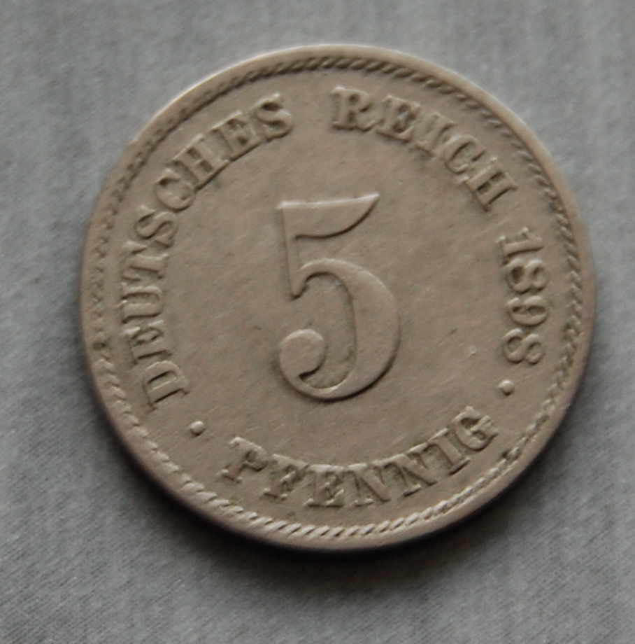  Kaiserreich 5 Pfennig 1898 E  ss+   
