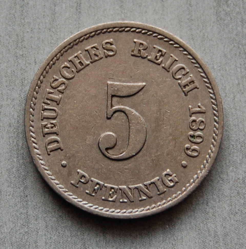  Kaiserreich 5 Pfennig 1899 E  vz   