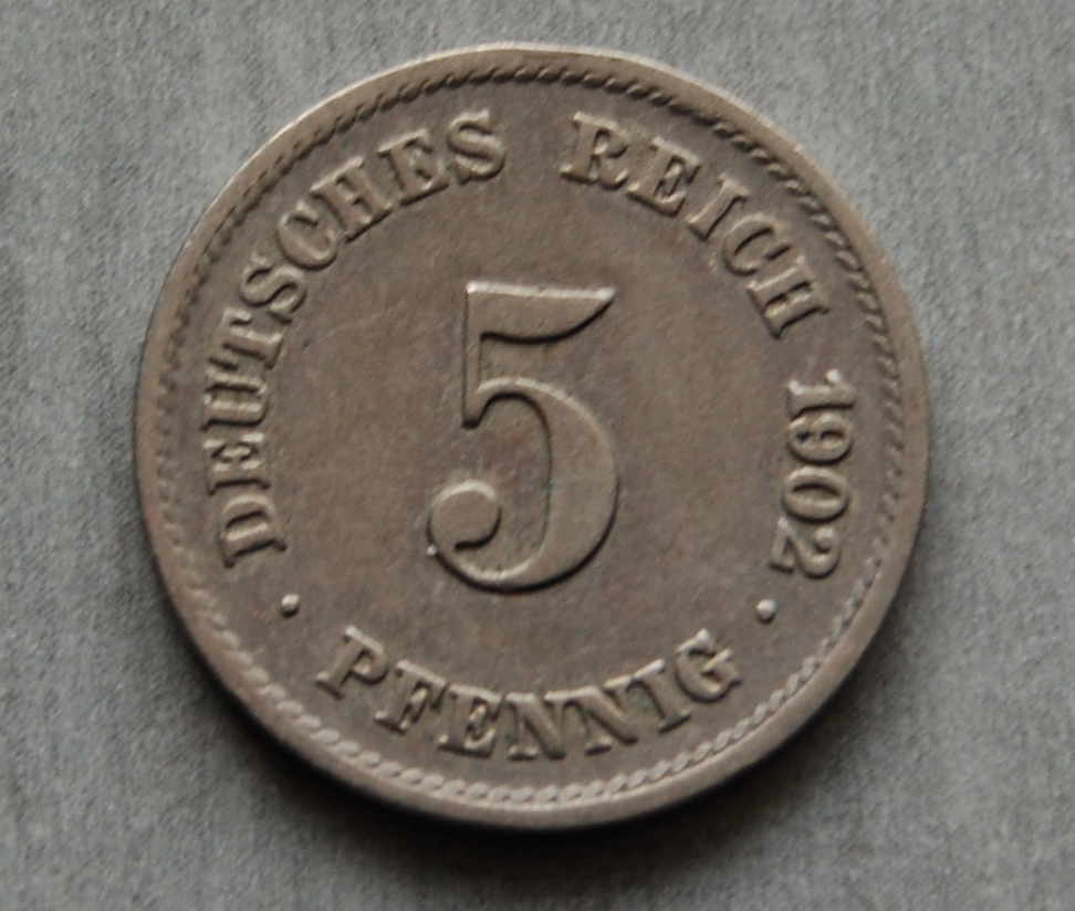  Kaiserreich 5 Pfennig 1902 G  ss   