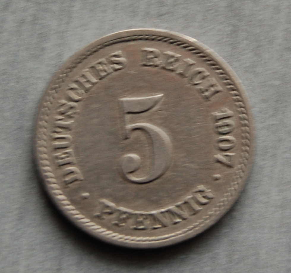  Kaiserreich 5 Pfennig 1907 G ss   