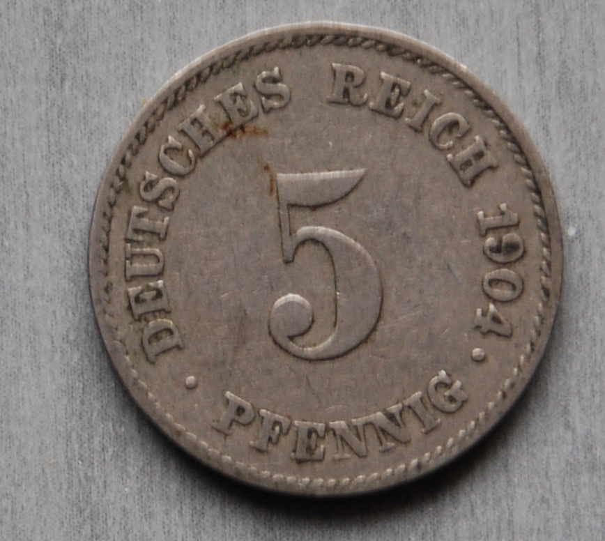  Kaiserreich 5 Pfennig 1904 J  ss   