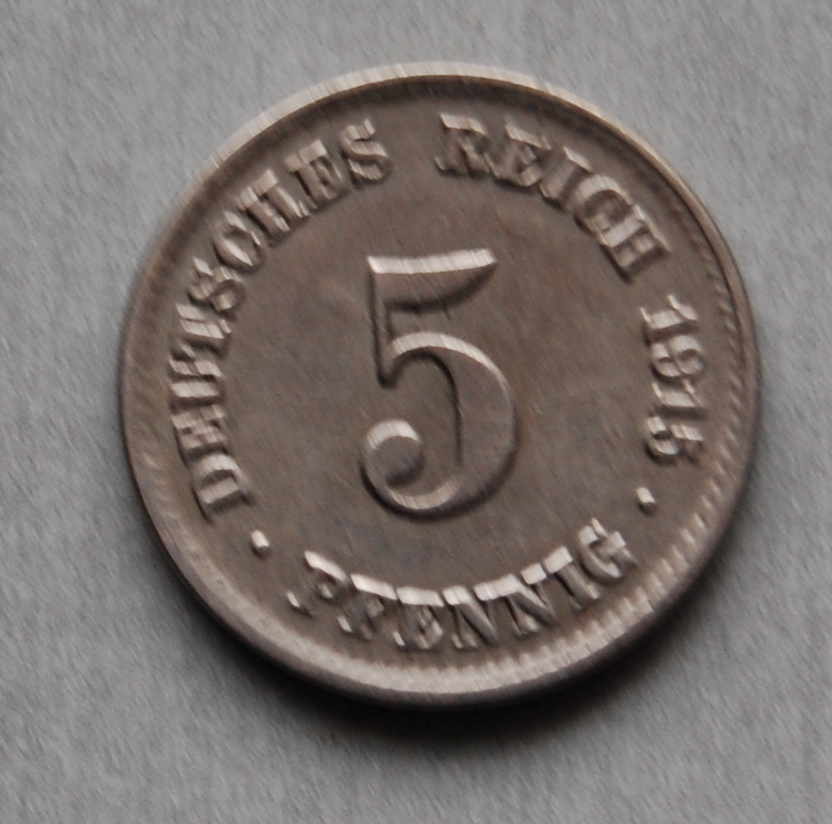  Kaiserreich 5 Pfennig 1915 J   vz/stgl. Top Erhaltung   