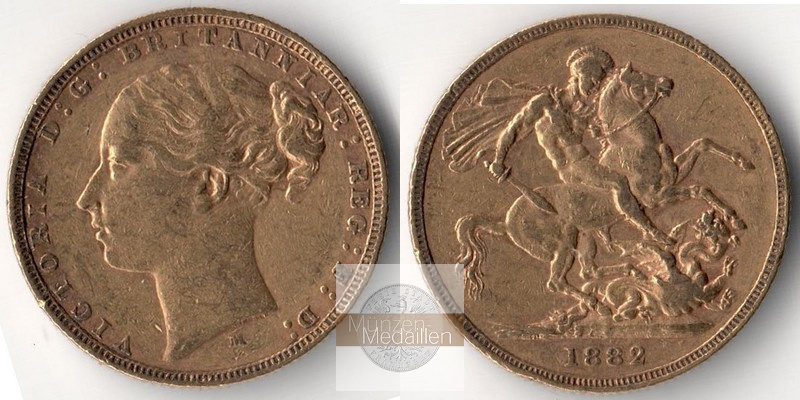 Grossbritannien  Sovereign  1882 MM-Frankfurt Feingold: 7,32g Victoria 1837-1901  