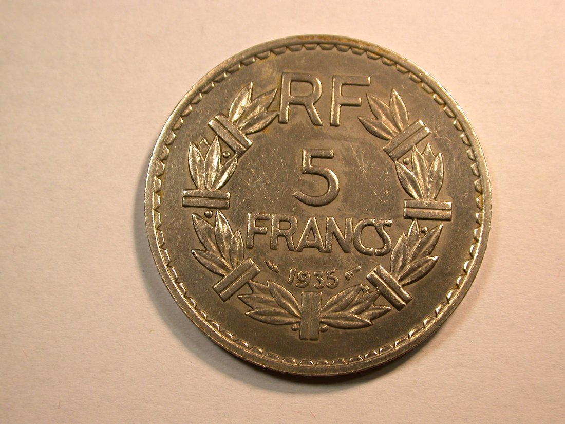  D13  Frankreich  5 Franc Marianne Nickel  1935 in vz/vz-st  Originalbilder   