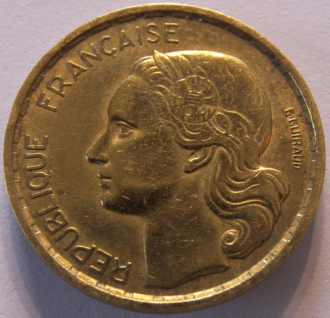  Frankreich 20 Francs 1950 B G. GUIRAUD 3 Federn SELTEN   