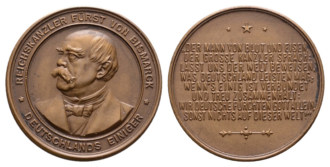  Linnartz Bismarck, Bronzemed. 1888 (v. Lorenz), Reichstagsrede, 33 mm,  vz-st   