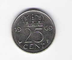  Niederlande 25 Cent N 1969 Schön Nr.67   