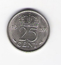  Niederlande 25 Cent N 1957 Schön Nr.67   