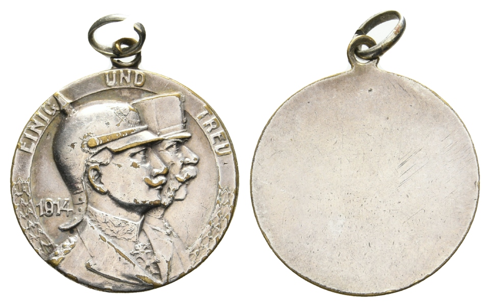  Medaille 1914; versilbert, tragbar; 5,85 g, Ø 25,3 mm   