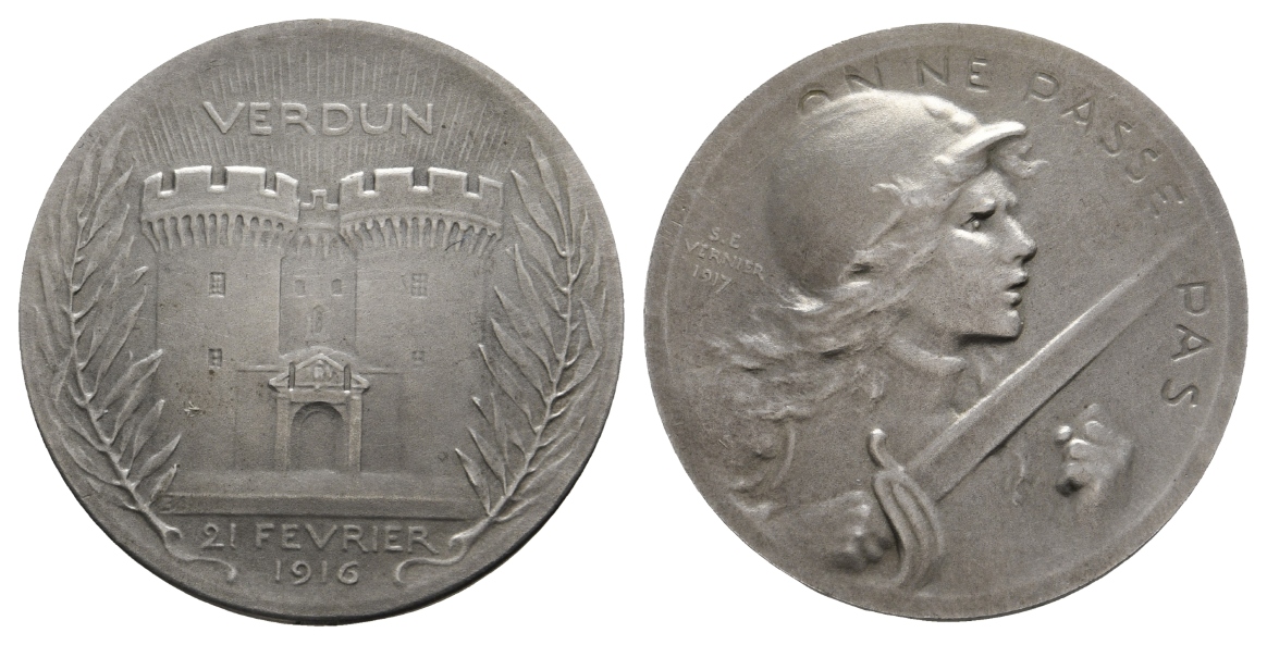  Verdun, Medaille 1916; Silber; 23,61 g, Ø 36,4 mm   