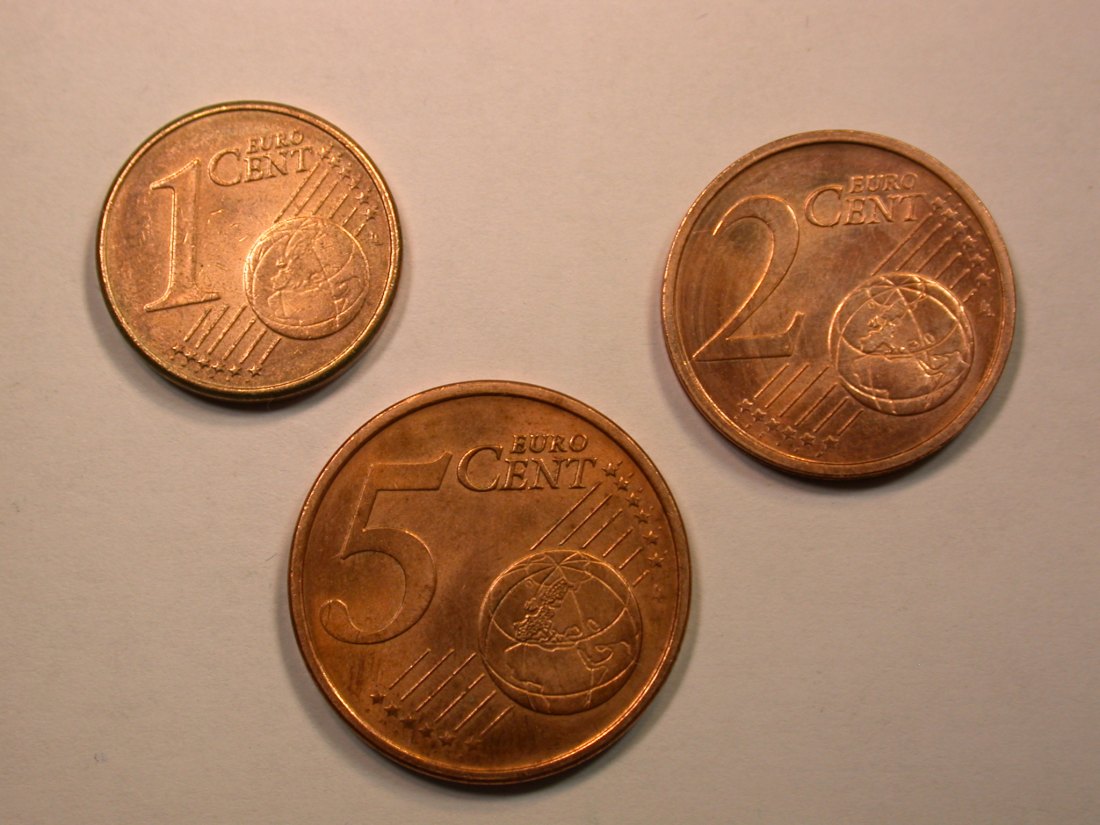  E01 Irland 1, 2 und 5 Cent 2002 in unc mit Zertifikat   Orginalbilder   