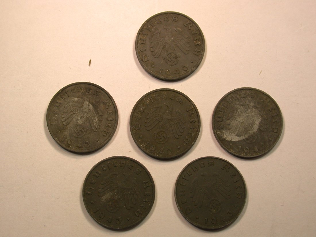  E01  3.Reich 10 Pfennig 1940-1943 verschieden  Orginalbilder   
