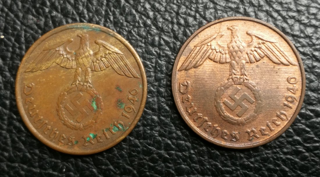  2 Reichspfennig 1940 D + A Deutsches Reich Jaeger 362 XXL Bilder 1940 D seltener   