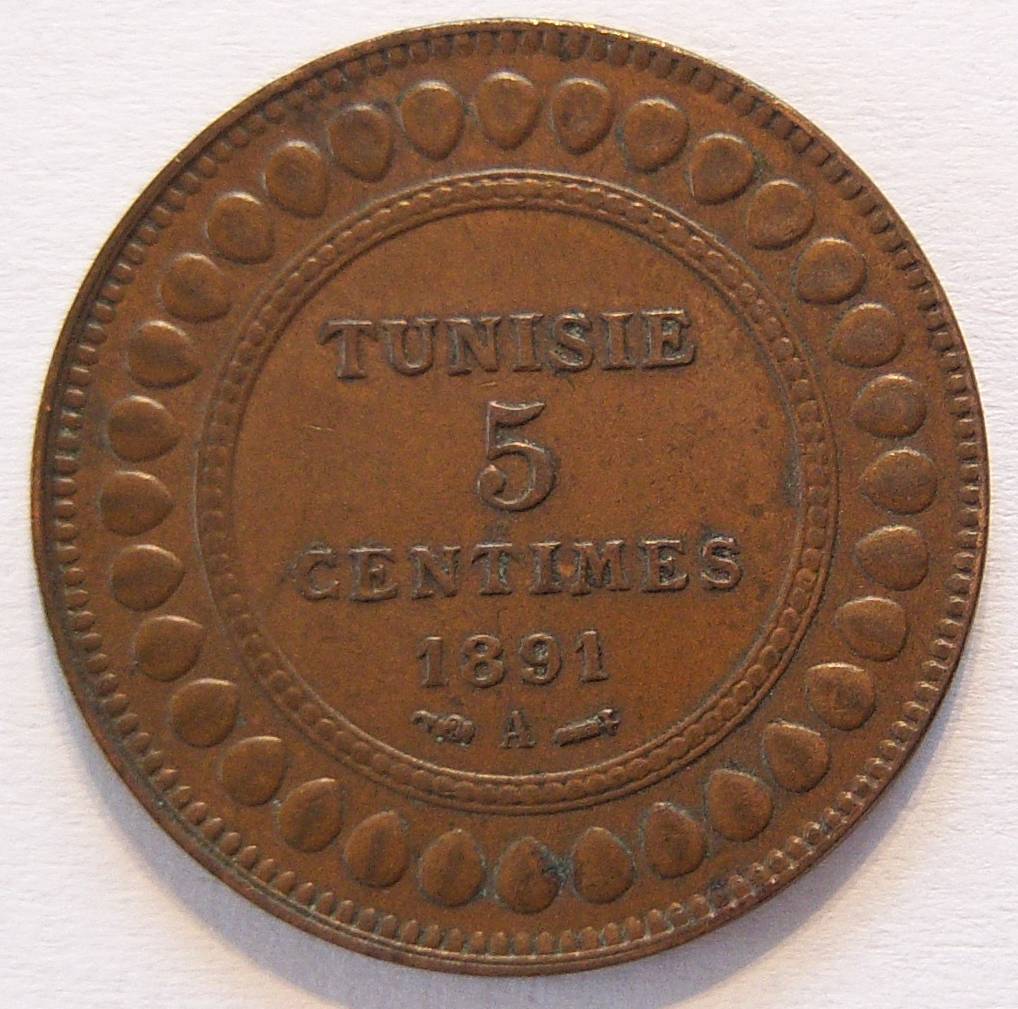  Tunesien 5 Centimes 1891 A   